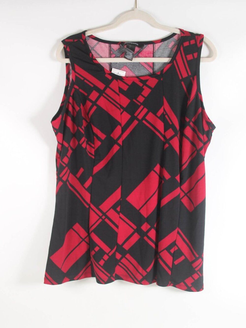 Ashley Stewart Red Black Geometric Sleeveless Top Plus Size 22/24 NWT